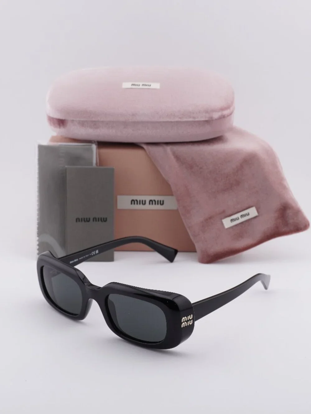 Miu Miu MUB13S 16K08Z Rectangle Sunglasses – Black\Dark Grey